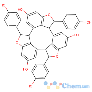 CAS No:62218-13-7 Cyclonona[1,2,3-cd:4,5,6-c'd':7,8,9-c''d'']- trisbenzofuran-4,9,14-triol,2,2a,7,7a,12,12ahexahydro- 2,7,12-tris(4-hydroxyphenyl)-,(2R,2aR,7R,7aR,12S,12aS)-rel-(+)- 