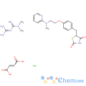 CAS No:622402-70-4 but-2-enedioic acid; 3-(diaminomethylene)-1,1-dimethyl-guanidine; 5-[[4-[2-(methyl-(2-pyridyl)amino)ethoxy]phenyl]methyl]thiazolidine-2,4-dione; hydrochloride