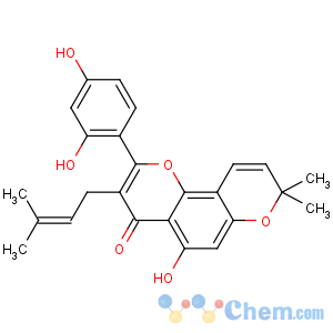 CAS No:62596-29-6 2-(2,4-dihydroxyphenyl)-5-hydroxy-8,<br />8-dimethyl-3-(3-methylbut-2-enyl)pyrano[2,3-h]chromen-4-one
