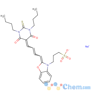 CAS No:62796-23-0 3(2H)-Benzoxazolepropanesulfonicacid,2-[4-(1,3-dibutyltetrahydro-4,6-dioxo-2-thioxo-5(2H)-pyrimidinylidene)-2-buten-1-ylidene]-,sodium salt (1:1)