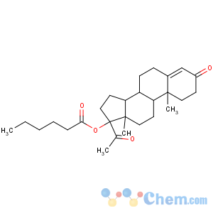 CAS No:630-56-8 [(8R,9S,10R,13S,14S,17R)-17-acetyl-10,13-dimethyl-3-oxo-2,6,7,8,9,11,12,<br />14,15,16-decahydro-1H-cyclopenta[a]phenanthren-17-yl] hexanoate