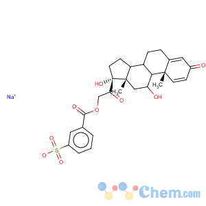 CAS No:630-67-1 Pregna-1,4-diene-3,20-dione,11,17-dihydroxy-21-[(3-sulfobenzoyl)oxy]-, sodium salt (1:1), (11b)-