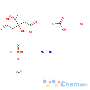 CAS No:63126-89-6 1,2,3-Propanetricarboxylic acid, 2-hydroxy-, mixt. with copper(2+) sulfate (1:1), sodium hydrogen carbonate and sodium hydroxide (Na(OH))