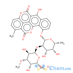 CAS No:6377-18-0 Benzo[h][1]benzopyrano[5,4,3-cde][1]benzopyran-5,12-dione,10-[[6-deoxy-2-O-(6-deoxy-3-O-methyl-a-D-galactopyranosyl)-b-D-galactopyranosyl]oxy]-6-hydroxy-1-methyl-