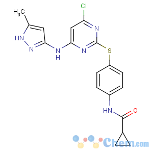CAS No:639090-55-4 N-[4-[4-chloro-6-[(5-methyl-1H-pyrazol-3-yl)amino]pyrimidin-2-yl]<br />sulfanylphenyl]cyclopropanecarboxamide
