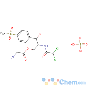 CAS No:64082-41-3 (2R,3R)-2-[(dichloroacetyl)amino]-3-hydroxy-3-[4-(methylsulfonyl)phenyl]propyl glycinate sulfate (1:1)