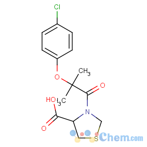 CAS No:64179-54-0 3-[2-(4-chlorophenoxy)-2-methylpropanoyl]-1,3-thiazolidine-4-carboxylic<br />acid