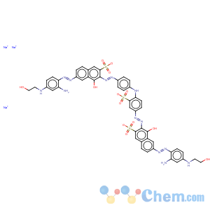 CAS No:6428-38-2 2-Naphthalenesulfonicacid,6-[2-[2-amino-4-[(2-hydroxyethyl)amino]phenyl]diazenyl]-3-[2-[4-[[4-[2-[7-[2-[2-amino-4-[(2-hydroxyethyl)amino]phenyl]diazenyl]-1-hydroxy-3-sulfo-2-naphthalenyl]diazenyl]phenyl]amino]-3-sulfophenyl]diazenyl]-4-hydroxy-,sodium salt (1:3)