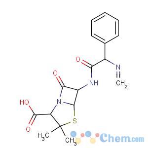 CAS No:6489-97-0 4-Thia-1-azabicyclo[3.2.0]heptane-2-carboxylicacid, 3,3-dimethyl-6-[[(2R)-(methyleneamino)phenylacetyl]amino]-7-oxo-,(2S,5R,6R)-