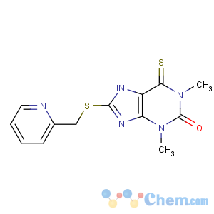 CAS No:6493-43-2 1,<br />3-dimethyl-8-(pyridin-2-ylmethylsulfanyl)-6-sulfanylidene-7H-purin-2-one
