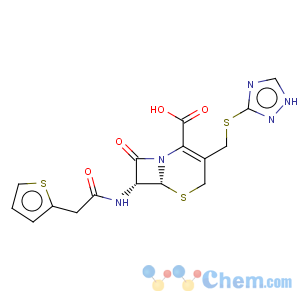 CAS No:65307-12-2 5-Thia-1-azabicyclo[4.2.0]oct-2-ene-2-carboxylicacid,8-oxo-7-[[2-(2-thienyl)acetyl]amino]-3-[(1H-1,2,4-triazol-5-ylthio)methyl]-,(6R,7R)-