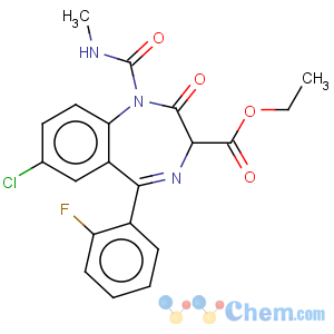 CAS No:65400-85-3 1H-1,4-Benzodiazepine-3-carboxylicacid, 7-chloro-5-(2-fluorophenyl)-2,3-dihydro-1-[(methylamino)carbonyl]-2-oxo-,ethyl ester