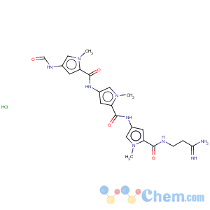 CAS No:6576-51-8 1H-Pyrrole-2-carboxamide,N-[5-[[(3-amino-3-iminopropyl)amino]carbonyl]-1-methyl-1H-pyrrol-3-yl]-4-[[[4-(formylamino)-1-methyl-1H-pyrrol-2-yl]carbonyl]amino]-1-methyl-,hydrochloride (1:1)