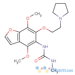 CAS No:66203-00-7 1-[4,<br />7-dimethoxy-6-(2-pyrrolidin-1-ylethoxy)-1-benzofuran-5-yl]-3-methylurea