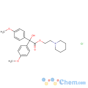 CAS No:6636-67-5 Benzilic acid,4,4'-dimethoxy-, 2-piperidinoethyl ester, hydrochloride (8CI)