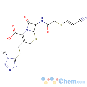 CAS No:66474-36-0 (6R,<br />7R)-7-[[2-[(Z)-2-cyanoethenyl]sulfanylacetyl]amino]-3-[(1-<br />methyltetrazol-5-yl)sulfanylmethyl]-8-oxo-5-thia-1-azabicyclo[4.2.0]oct-<br />2-ene-2-carboxylic acid