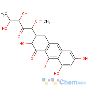 CAS No:6680-06-4 3-(3,4-dihydroxy-1-methoxy-2-oxopentyl)-2,6,8,9-tetrahydroxy-3,<br />4-dihydro-2H-anthracen-1-one
