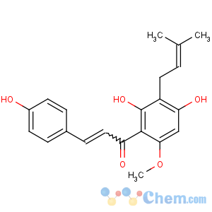 CAS No:6754-58-1 (E)-1-[2,<br />4-dihydroxy-6-methoxy-3-(3-methylbut-2-enyl)phenyl]-3-(4-hydroxyphenyl)<br />prop-2-en-1-one