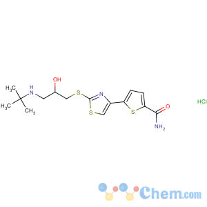 CAS No:68377-91-3 5-[2-[3-(tert-butylamino)-2-hydroxypropyl]sulfanyl-1,<br />3-thiazol-4-yl]thiophene-2-carboxamide