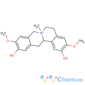 CAS No:6873-13-8 (7S,13aS)-3,10-dimethoxy-7-methyl-6,8,13,<br />13a-tetrahydro-5H-isoquinolino[2,1-b]isoquinolin-7-ium-2,11-diol
