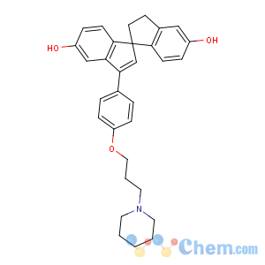 CAS No:68916-91-6 3'-[4-(3-piperidin-1-ylpropoxy)phenyl]spiro[2,3-dihydroindene-1,<br />1'-indene]-5,5'-diol