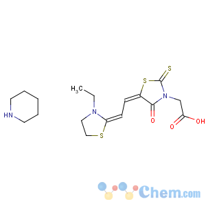CAS No:68921-76-6 5-((3-Ethylthiazolidin-2-ylidene)ethylidene)-4-oxo-2-thioxothiazolidine-3-acetic acid, compound with piperidine (1:1)