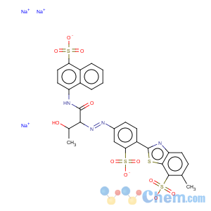 CAS No:68966-85-8 7-Benzothiazolesulfonicacid,2-[4-[2-[2-hydroxy-1-[[(4-sulfo-1-naphthalenyl)amino]carbonyl]propyl]diazenyl]sulfophenyl]-6-methyl-,sodium salt (1:3)
