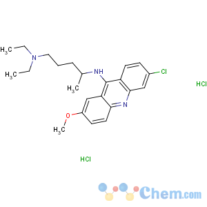 CAS No:69-05-6 1,4-Pentanediamine,N4-(6-chloro-2-methoxy-9-acridinyl)-N1,N1-diethyl-, hydrochloride (1:2)