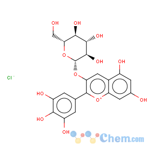 CAS No:6906-38-3 1-Benzopyrylium, 3-(b-D-glucopyranosyloxy)-5,7-dihydroxy-2-(3,4,5-trihydroxyphenyl)-,chloride (1:1)