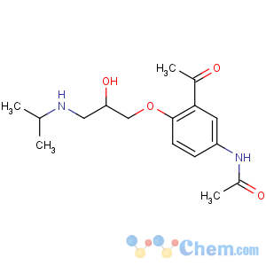 CAS No:69796-04-9 Acetamide,N-[3-acetyl-4-[2-hydroxy-3-[(1-methylethyl)amino]propoxy]phenyl]-,hydrochloride (1:1)
