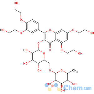 CAS No:6980-20-7 4H-1-Benzopyran-4-one,2-[3,4-bis(2-hydroxyethoxy)phenyl]-3-[[6-O-(6-deoxy-a-L-mannopyranosyl)-b-D-glucopyranosyl]oxy]-5,7-bis(2-hydroxyethoxy)-