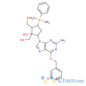 CAS No:701278-05-9 5-(2-amino-6-phenylmethoxypurin-9-yl)-3-[dimethyl(phenyl)silyl]-1,<br />2-bis(hydroxymethyl)cyclopentan-1-ol