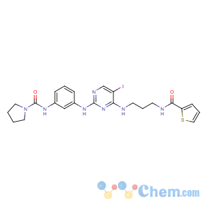 CAS No:702675-74-9 N-[3-[[5-iodo-4-[3-(thiophene-2-carbonylamino)propylamino]pyrimidin-2-<br />yl]amino]phenyl]pyrrolidine-1-carboxamide