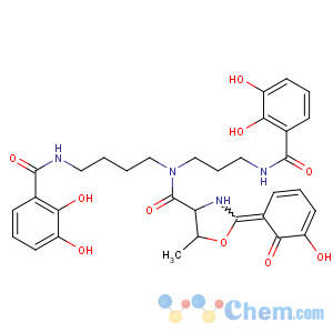 CAS No:70393-50-9 4-Oxazolecarboxamide,N-[4-[(2,3-dihydroxybenzoyl)amino]butyl]-N-[3-[(2,3-dihydroxybenzoyl)amino]propyl]-2-(2,3-dihydroxyphenyl)-4,5-dihydro-5-methyl-,(4S,5R)-