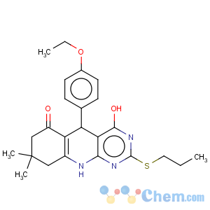 CAS No:7062-49-9 5-(4-ethoxyphenyl)-8,8-dimethyl-2-(propylsulfanyl)-5,8,9,10-tetrahydropyrimido[4,5-b]quinoline-4,6(1H,7H)-dione