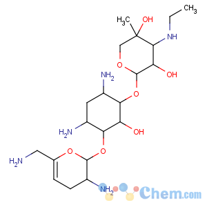 CAS No:70639-48-4 (2S,3S,4S,5S)-2-[(1S,2S,3R,4S,6R)-4,6-diamino-3-[[(2S,<br />3R)-3-amino-6-(aminomethyl)-3,<br />4-dihydro-2H-pyran-2-yl]oxy]-2-hydroxycyclohexyl]oxy-4-(ethylamino)-5-<br />methyloxane-3,5-diol
