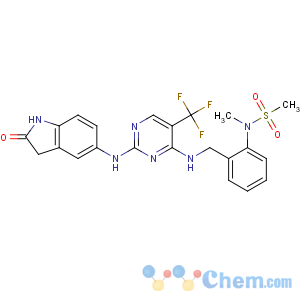 CAS No:717906-29-1 N-methyl-N-[2-[[[2-[(2-oxo-1,<br />3-dihydroindol-5-yl)amino]-5-(trifluoromethyl)pyrimidin-4-yl]amino]<br />methyl]phenyl]methanesulfonamide