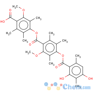 CAS No:71950-67-9 Benzoic acid,4-[(2,4-dihydroxy-3,6-dimethylbenzoyl)oxy]-2-methoxy-3,5,6-trimethyl-,4-carboxy-3-methoxy-2,5,6-trimethylphenyl ester