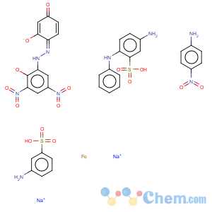 CAS No:72207-77-3 Iron, complexes with diazotized 5-amino-2-(phenylamino)benzenesulfonic acid monosodium salt coupled with 4-[(2-hydroxy-3,5-dinitrophenyl)azo]-1,3-benzenediol, diazotized 4-nitrobenzenamine and diazotized 3-aminobenzenesulfonic acid monosodium salt