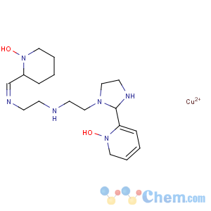 CAS No:7234-50-6 1,2-ethanediamine, N-[2-[2-(1,6-dihydro-1-hydroxy-2-pyridinyl)-1-imidazolidinyl]ethyl]-N'-[(1-hydroxy-2-piperidinyl)methylene]-, copper(2+) salt (1:1)