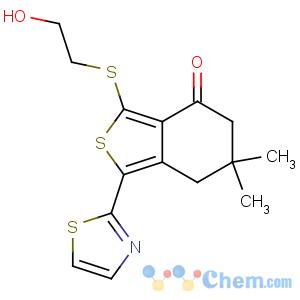 CAS No:73069-14-4 3-(2-hydroxyethylsulfanyl)-6,6-dimethyl-1-(1,3-thiazol-2-yl)-5,<br />7-dihydro-2-benzothiophen-4-one