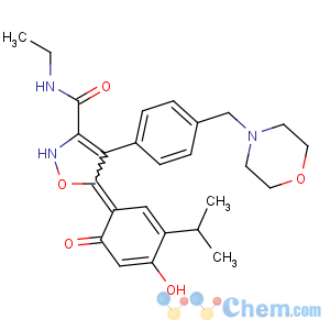 CAS No:747412-49-3 (5Z)-N-ethyl-5-(4-hydroxy-6-oxo-3-propan-2-ylcyclohexa-2,<br />4-dien-1-ylidene)-4-[4-(morpholin-4-ylmethyl)phenyl]-2H-1,<br />2-oxazole-3-carboxamide