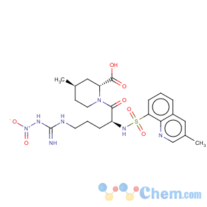 CAS No:74874-10-5 (2R,4R)-1-[(2S)-5-[[Imino(nitroamino)methyl]amino]-2-[[(3-methyl-8-quinolinyl)sulfonyl]amino]-1-oxopentyl]-4-methyl-2-piperidinecarboxylic acid