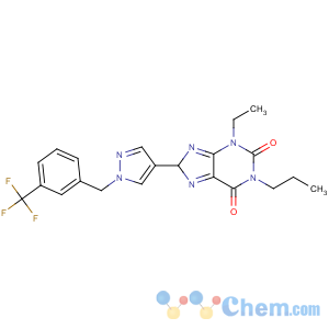 CAS No:752222-83-6 3-ethyl-1-propyl-8-[1-[[3-(trifluoromethyl)phenyl]methyl]pyrazol-4-yl]-<br />8H-purine-2,6-dione