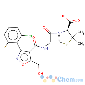 CAS No:75524-31-1 4-Thia-1-azabicyclo[3.2.0]heptane-2-carboxylicacid,6-[[[3-(2-chloro-6-fluorophenyl)-5-(hydroxymethyl)-4-isoxazolyl]carbonyl]amino]-3,3-dimethyl-7-oxo-,(2S,5R,6R)-