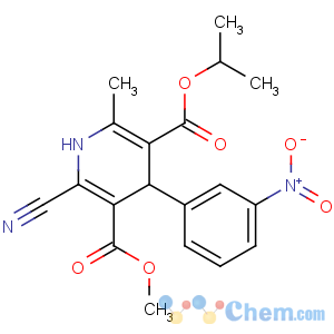 CAS No:75530-68-6 3-O-methyl 5-O-propan-2-yl<br />2-cyano-6-methyl-4-(3-nitrophenyl)-1,4-dihydropyridine-3,5-dicarboxylate