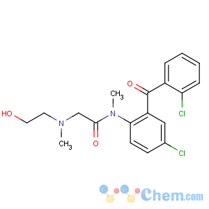 CAS No:75615-91-7 N-[4-chloro-2-(2-chlorobenzoyl)phenyl]-2-[2-hydroxyethyl(methyl)amino]-<br />N-methylacetamide