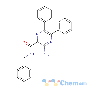 CAS No:7596-73-8 2-Pyrazinecarboxamide,3-amino-5,6-diphenyl-N-(phenylmethyl)-