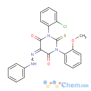 CAS No:76153-11-2 1-(2-chlorophenyl)-3-(2-methoxyphenyl)-5-(phenylhydrazinylidene)-2-sulfanylidene-1,3-diazinane-4,6-dione