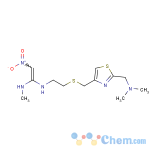 CAS No:76963-41-2 (E)-1-N'-[2-[[2-[(dimethylamino)methyl]-1,<br />3-thiazol-4-yl]methylsulfanyl]ethyl]-1-N-methyl-2-nitroethene-1,<br />1-diamine